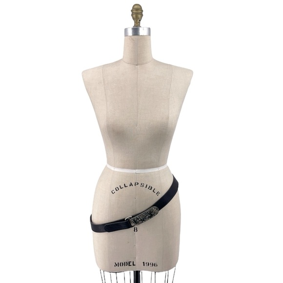 Giuseppe Zanotti Designer Crystal Encrusted Calfskin Leather Belt Size 100cm - Picture 11 of 12